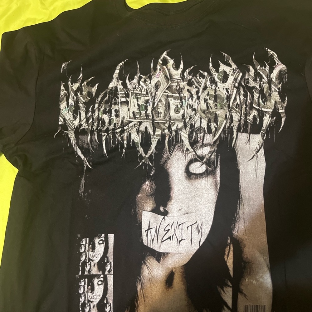 Black Graphic Tee with Artistic Print